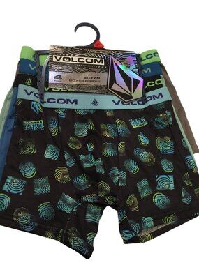 Volcom Boys Boxer Briefs Small 8 Set of 4 Print Solids